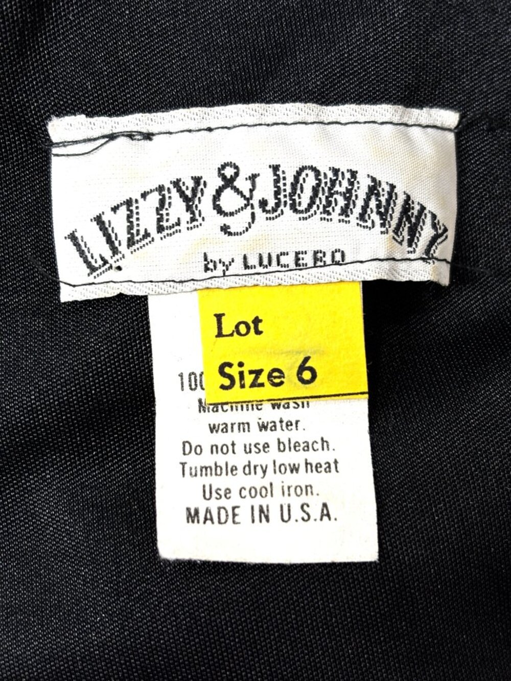 VTG 90’s Lizzy & Johnny by Lucero Blk Draped Faux Wrap Front Sz 6 - Picture 11 of 12
